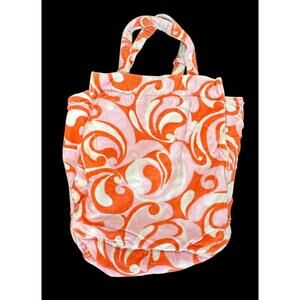 Victoria’s Secret PINK Terry Cloth Tote Bag Orange Pink Beach Gym Travel